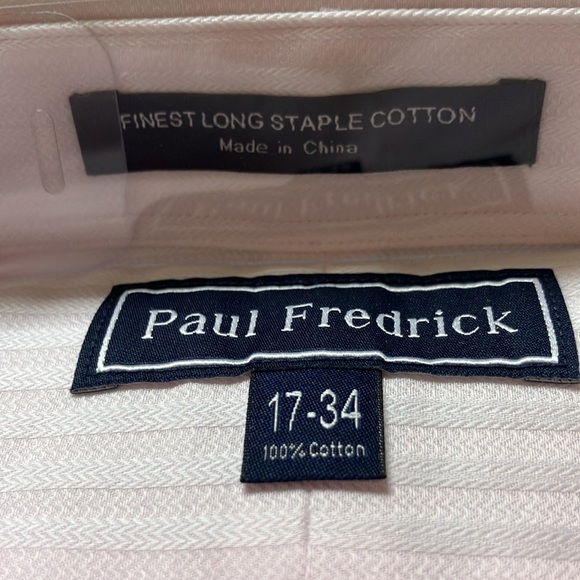 NWT Paul Fredrick Light Pink Dress Shirt with Textured Fabric - Picture 3 of 5